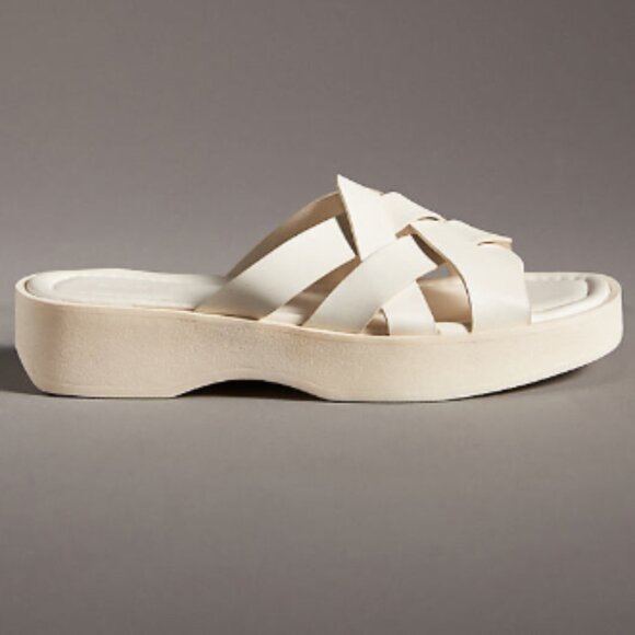 Anthropologie Pilcro Woven Slide Sandals Bone White Size 39/8.5 NEW - Picture 2 of 7